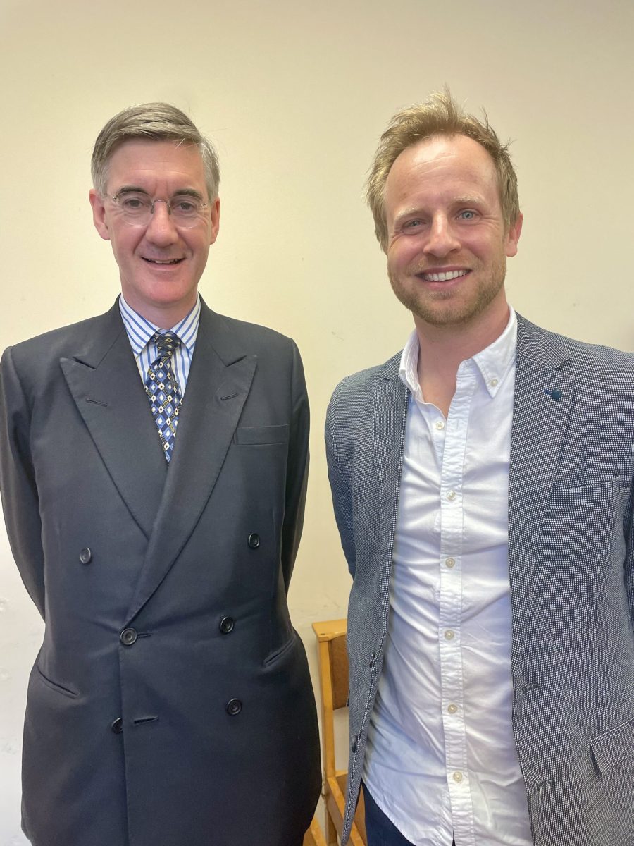 Simon standing with Sir Jacob Rees Mogg